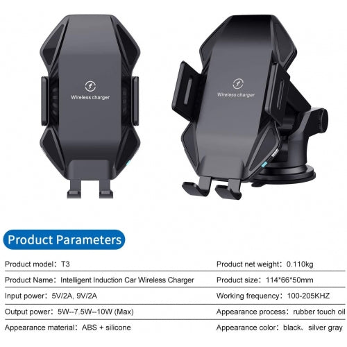 Car Wireless Charger Mount, Dock Auto Sensor Fast Charge Holder Dashboard Air Vent - NWA75