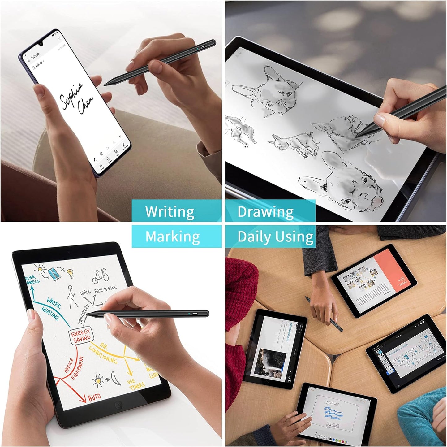 Active Stylus Pen, Palm Rejection Rechargeable Touch Capacitive Digital - NWG84 1505-5