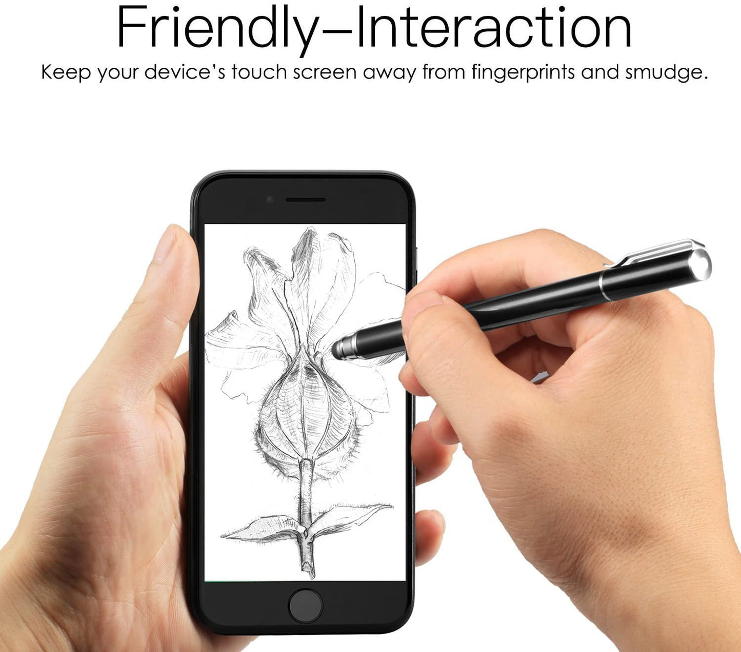 Stylus, Black Lightweight Aluminum Fiber Tip Touch Screen Pen - NWZ49