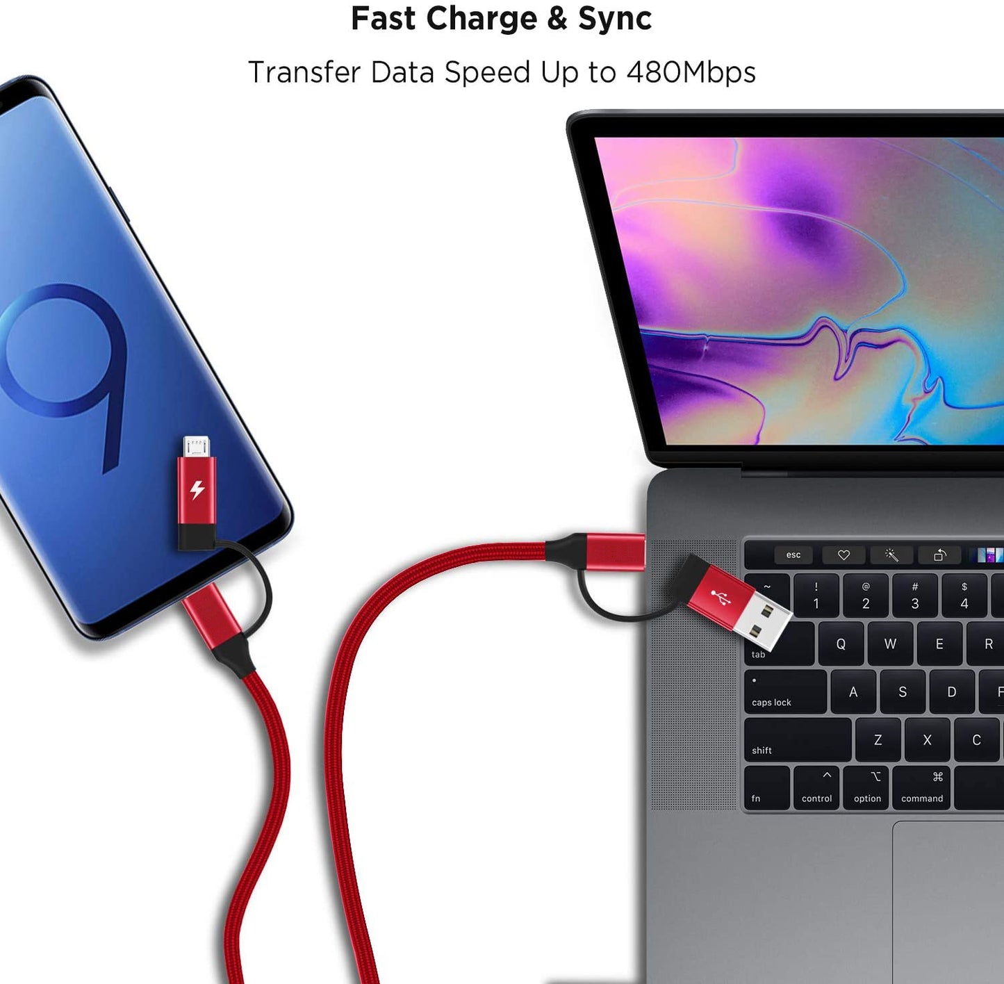 4-in-1 USB-C Cable, USB Wire Power Cord Fast Charger - NWZ47
