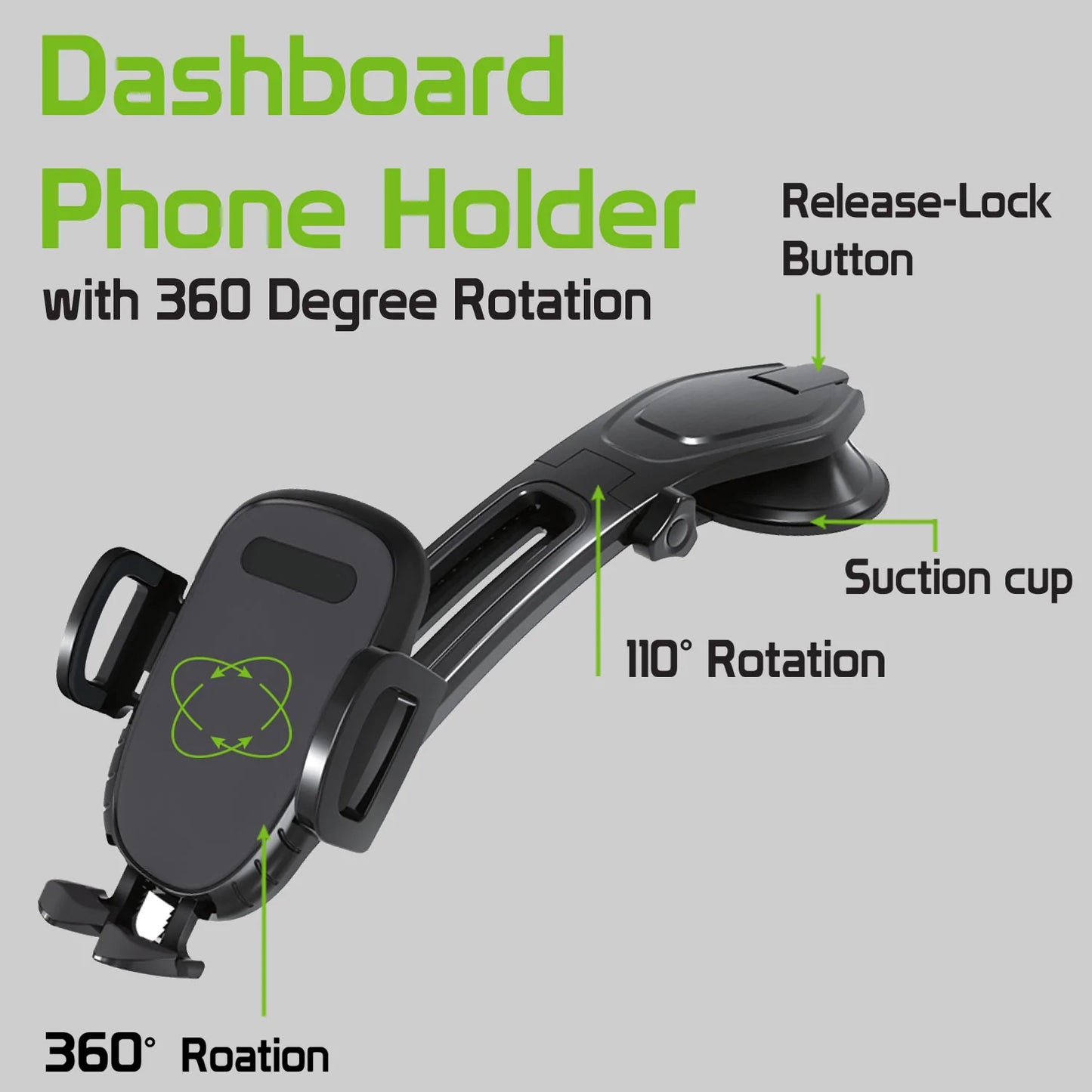 Car Mount, Strong Grip Dock Swivel Cradle Dash Holder - NWZ84