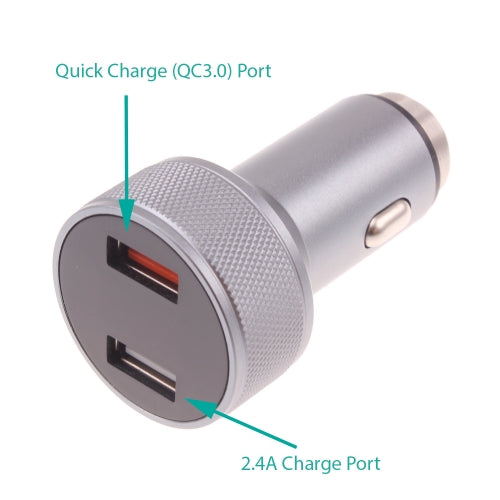 Car Charger, Power DC Socket 6ft USB-C Cable 2-Port 24W Fast - NWE15