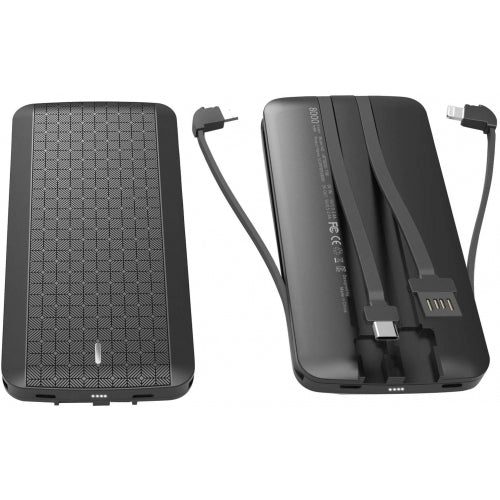 8000mAh Power Bank, All-in-One Built-in Cables Portable Backup Battery Charger - NWV28