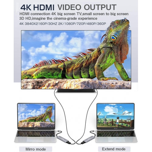 7-in-1 USB-C to 4K HDMI Adapter, TV Video Hub MicroSD Slot Charger Port HDTV Adapter PD Port - NWS78