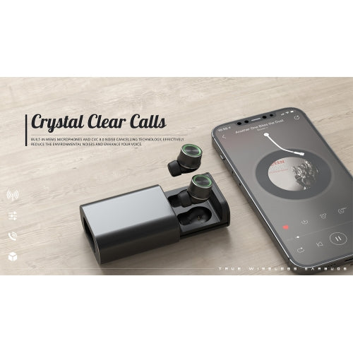 TWS Wireless Earphones, Hi-Fi Sound Headset Hands-free Mic True Wireless Stereo Headphones Earbuds - NWG10