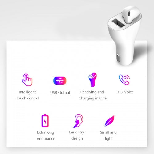 Wireless Earphone, Hands-free Microphone Single Earbud Headphone Mono Headset Docking Car Charger - NWL89