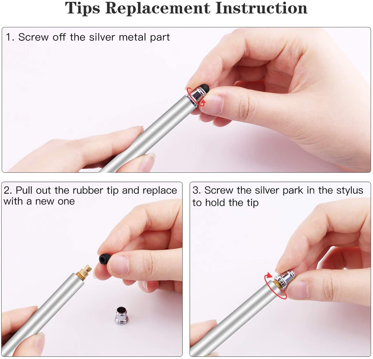 Stylus, Silver Color Lightweight Aluminum Fiber Tip Touch Screen Pen - NWZ51