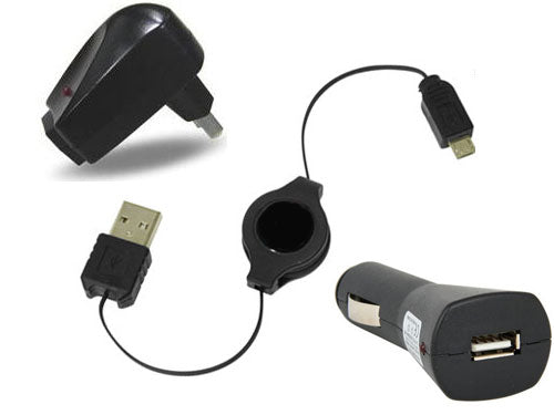 Car Home Charger, Adapter Power MicroUSB Retractable USB Cable - NWB84