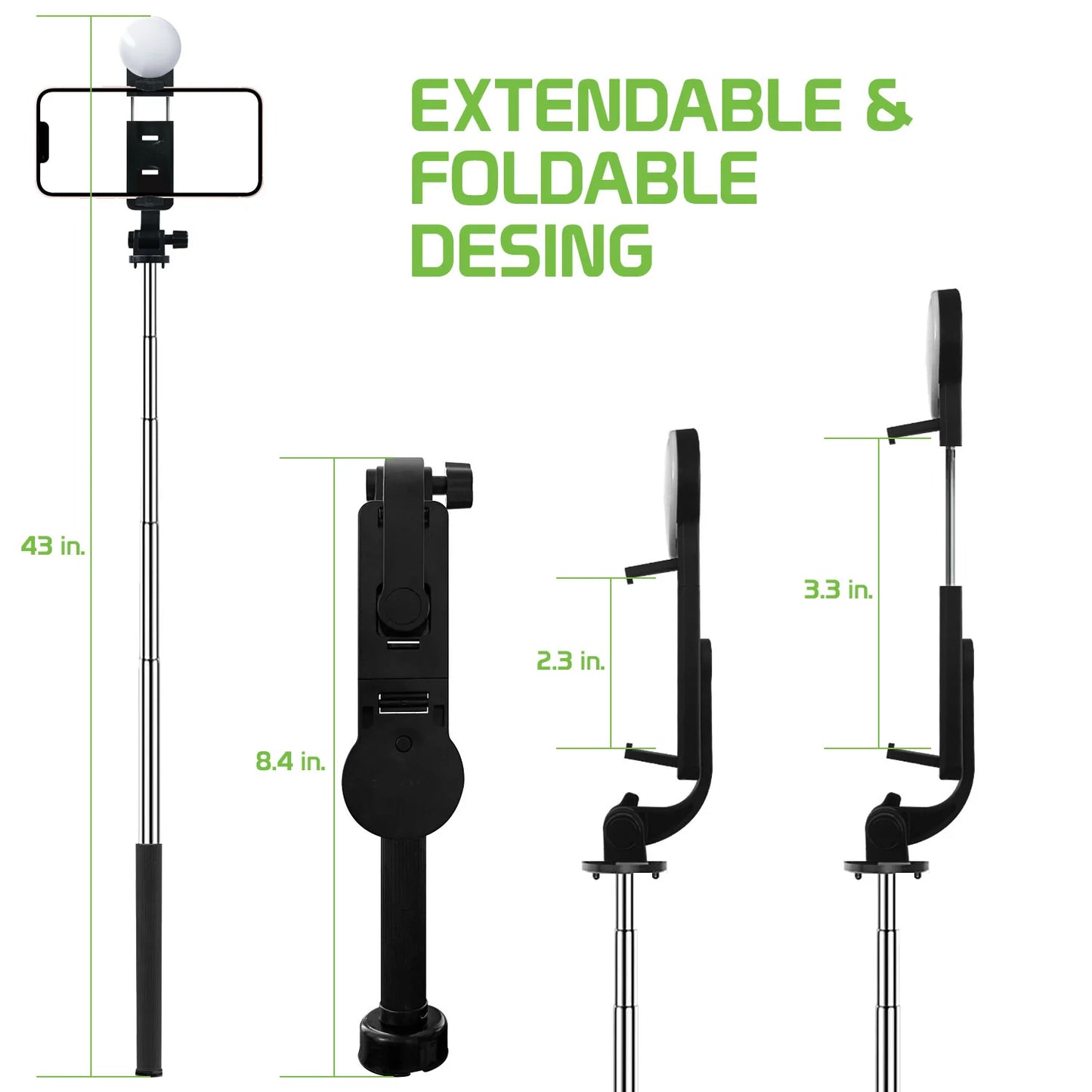 Selfie Stick, Self-Portrait Stand Remote Shutter Built-in Tripod Wireless - NWZ98