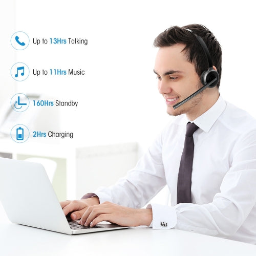 Wireless Headphone, Over-the-Head Earphone Hands-free Headset With Boom Mic - NWL96