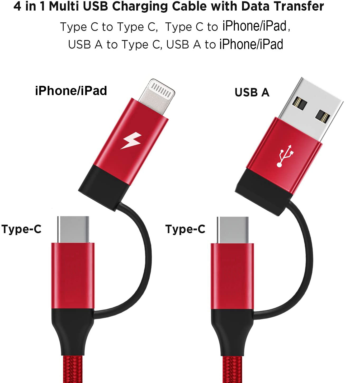 4-in-1 USB-C Cable, USB Wire Power Cord Fast Charger - NWZ47