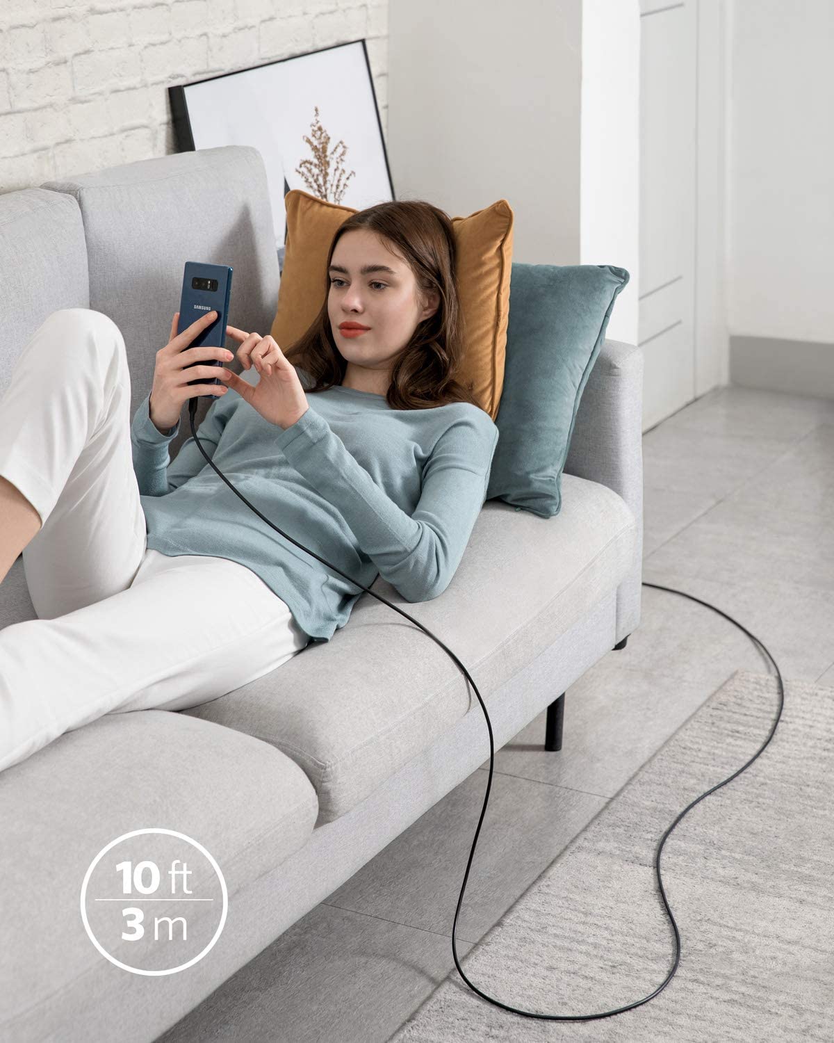 10ft Long USB-C Cable, Sync Wire Power PD Fast Charger Cord - NWK53