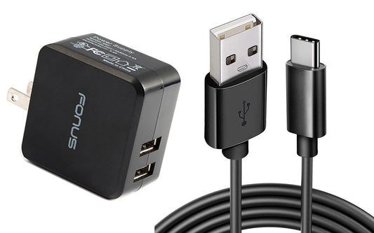 Home Charger, 6ft Type-C Cable 3.4A 2-Port USB 17W - NWC05 858-1