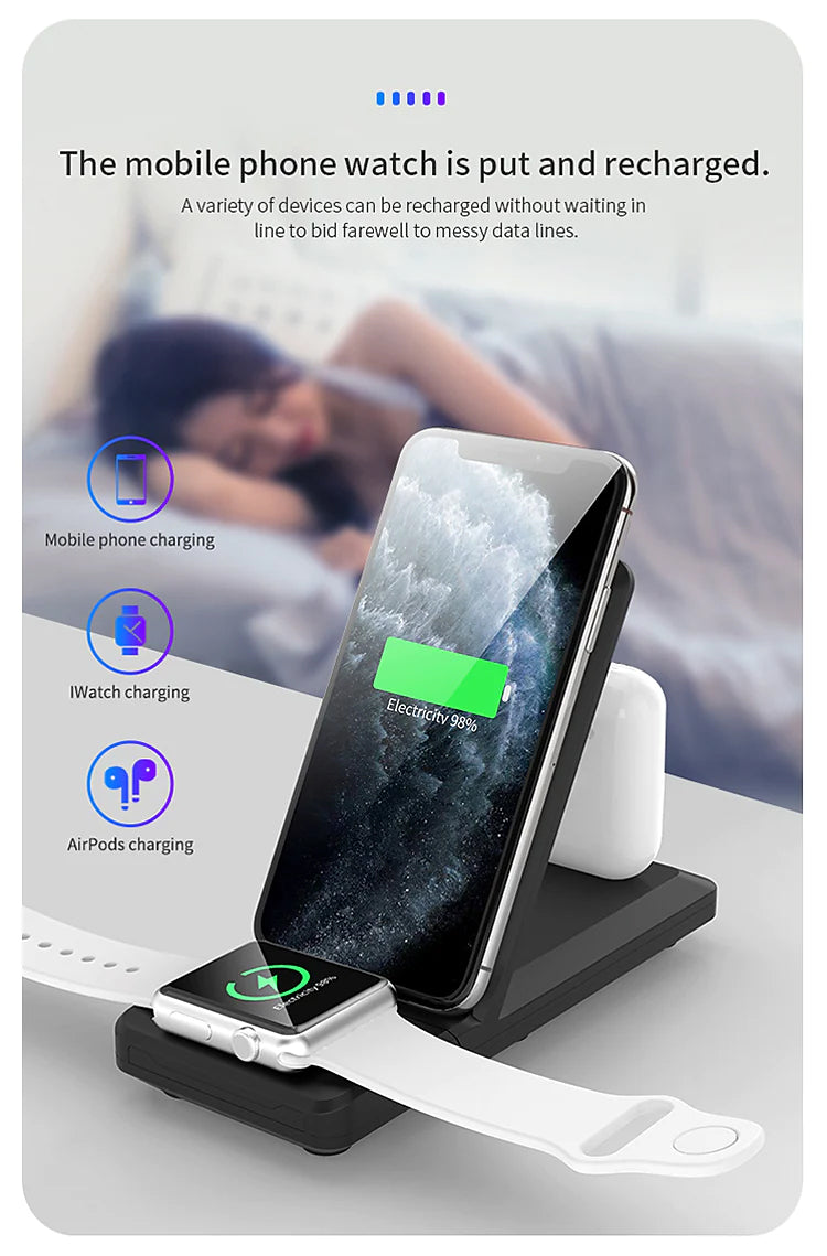 Wireless Charger, Charging Pad 2-Coils Stand Folding 15W Fast - NWZ82