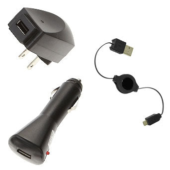 Car Home Charger, Adapter Power MicroUSB Retractable USB Cable - NWB84