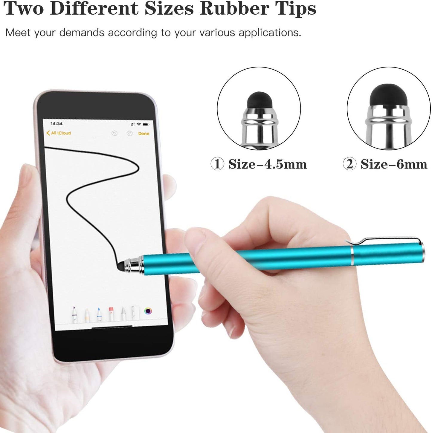 Stylus, Blue Lightweight Aluminum Fiber Tip Touch Screen Pen - NWZ50
