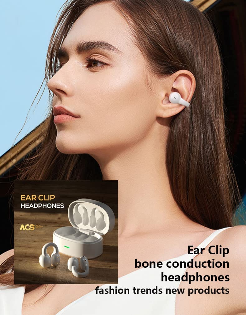 Wireless Ear-Clip TWS Earphones , Headset Hands-free Mic Charging Case True Stereo Bluetooth Earbuds - NWZ33
