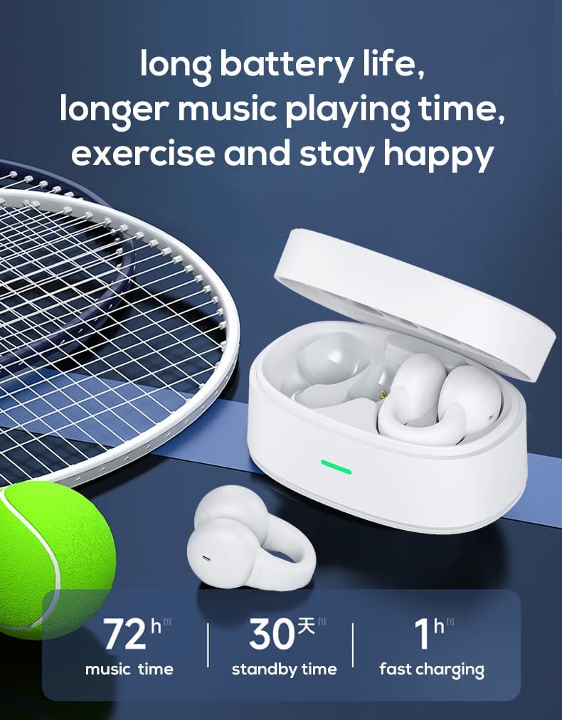Wireless Ear-Clip TWS Earphones , Headset Hands-free Mic Charging Case True Stereo Bluetooth Earbuds - NWZ33