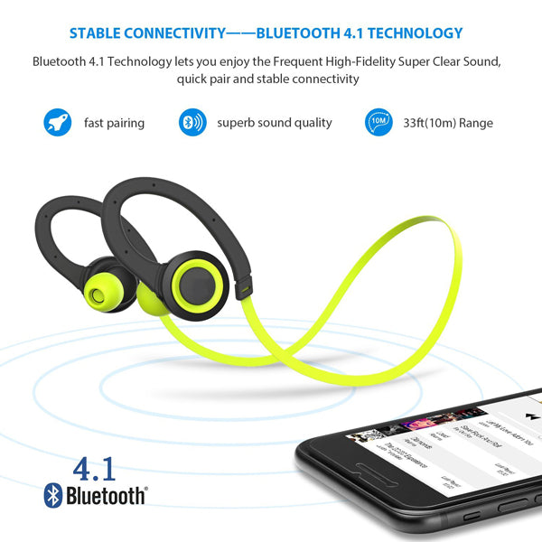 Wireless Headset, Headphones Neckband Hands-free Mic Earphones Sports - NWM19