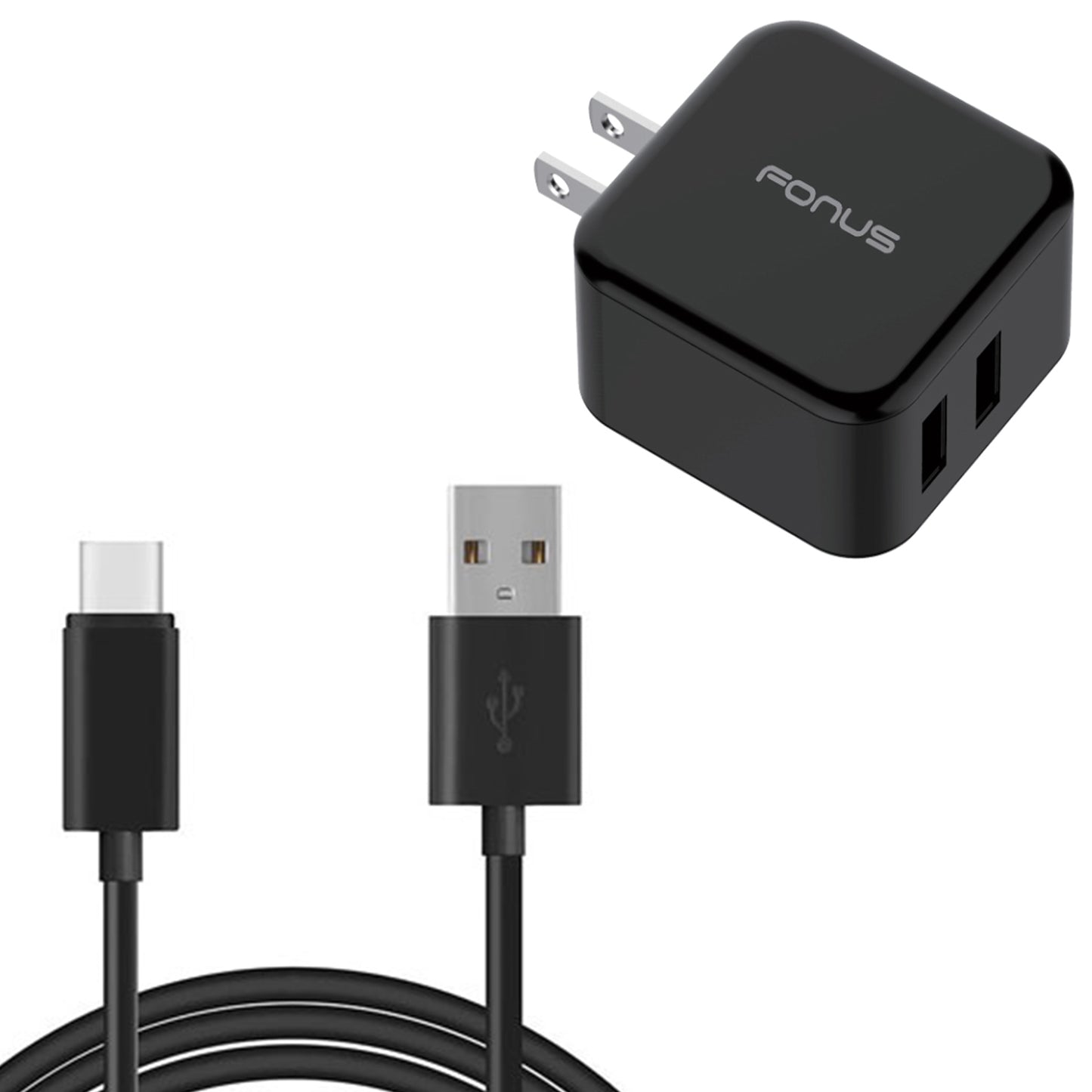 Quick Home Charger, Travel Power Cord 2-Port USB 6ft USB Cable 30W - NWR45 1117-1