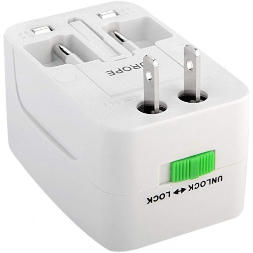 International Charger, AC Power Plug Converter Adapter Travel USB 2-Port - NWM08