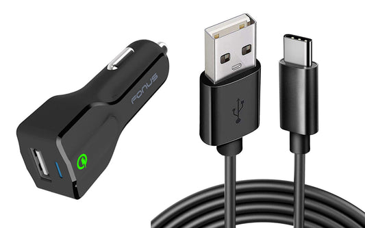 Car Charger,  Quick Charge Type-C 6ft Cable USB Port 18W Fast  - NWK42 973-1