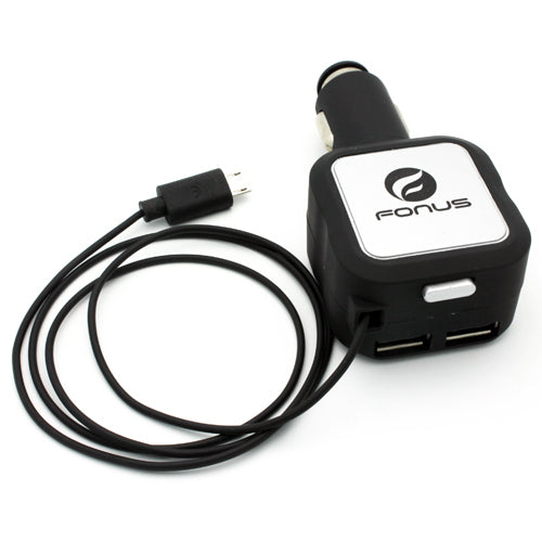 Car Charger, DC Socket Micro-USB 2-Port USB 4.8Amp Retractable - NWM89