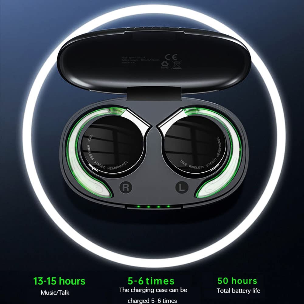 Ear-hook Wireless Earphones, Hands-free Mic Charging Case True Wireless Stereo Over the Ear Headphones TWS Bluetooth Earbuds - NWZ41