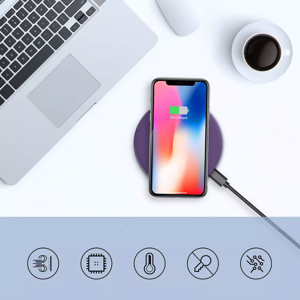 Purple 15W Wireless Charger , Quick Charge Slim Charging Pad Fast Charge - NWY88