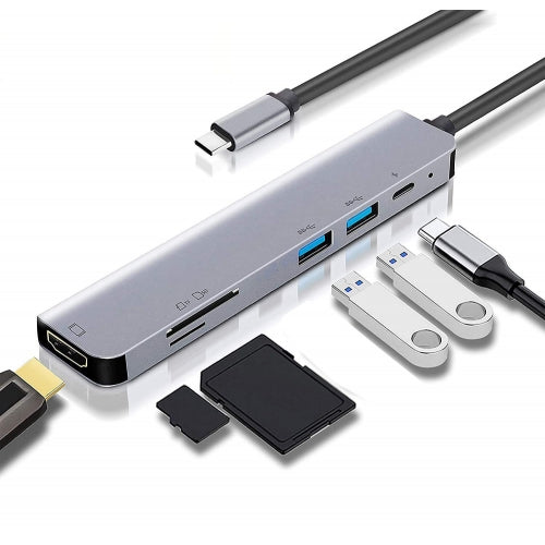 7-in-1 USB-C to 4K HDMI Adapter, TV Video Hub MicroSD Slot Charger Port HDTV Adapter PD Port - NWS78
