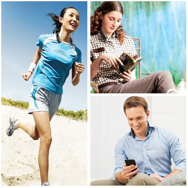 Wireless Headphones, Headset Neckband Folding Retractable Hands-free Mic Sports Earphones - NWM51