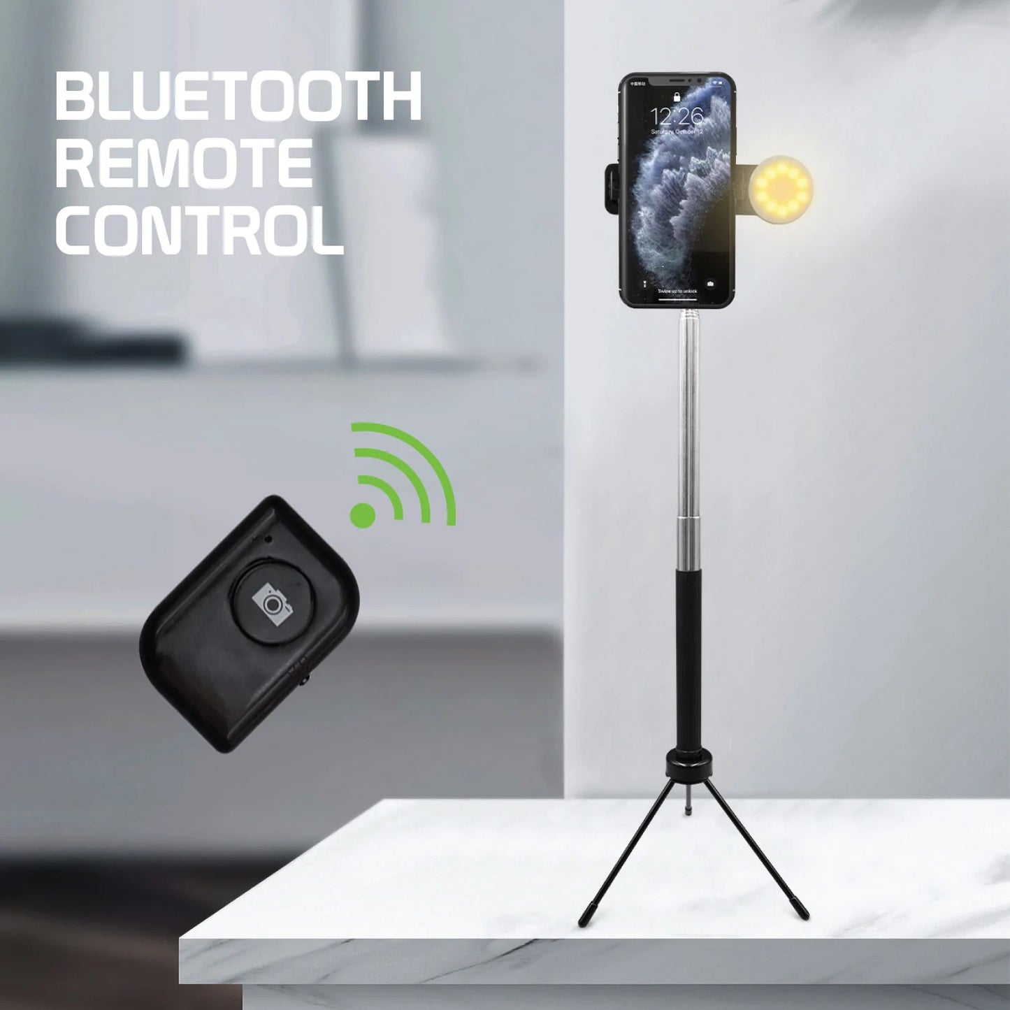 Selfie Stick, Self-Portrait Stand Remote Shutter Built-in Tripod Wireless - NWZ98