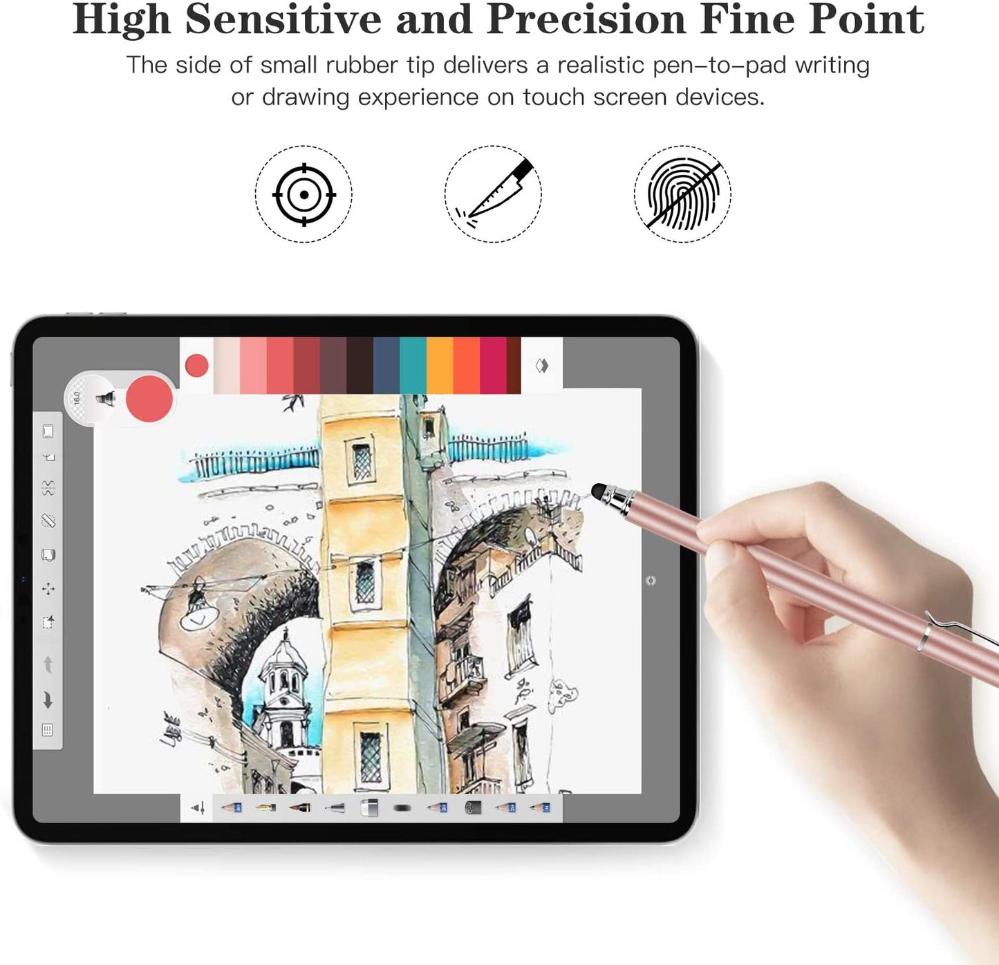 Pink Stylus, Lightweight Aluminum Fiber Tip Touch Screen Pen - NWZ52