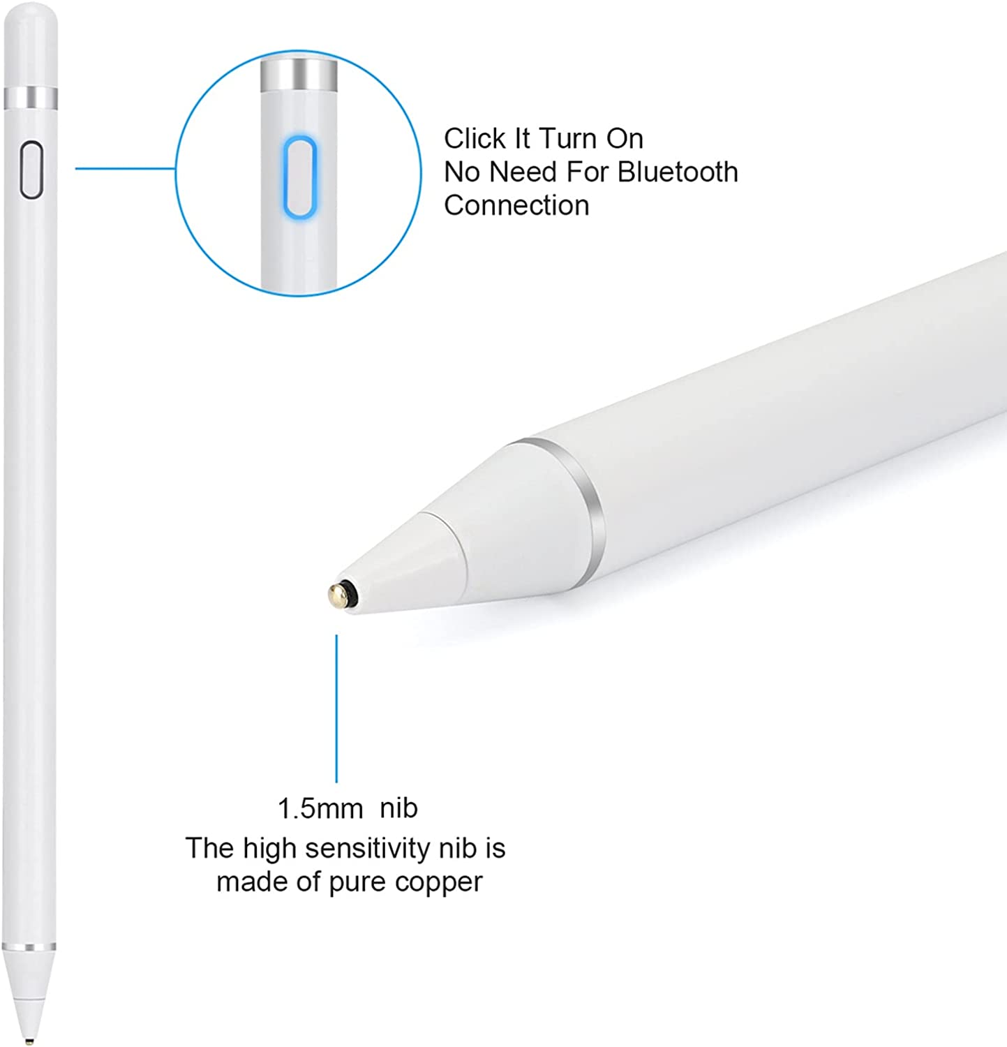 Active Stylus Pen, Palm Rejection Rechargeable Touch Capacitive Digital - NWB20