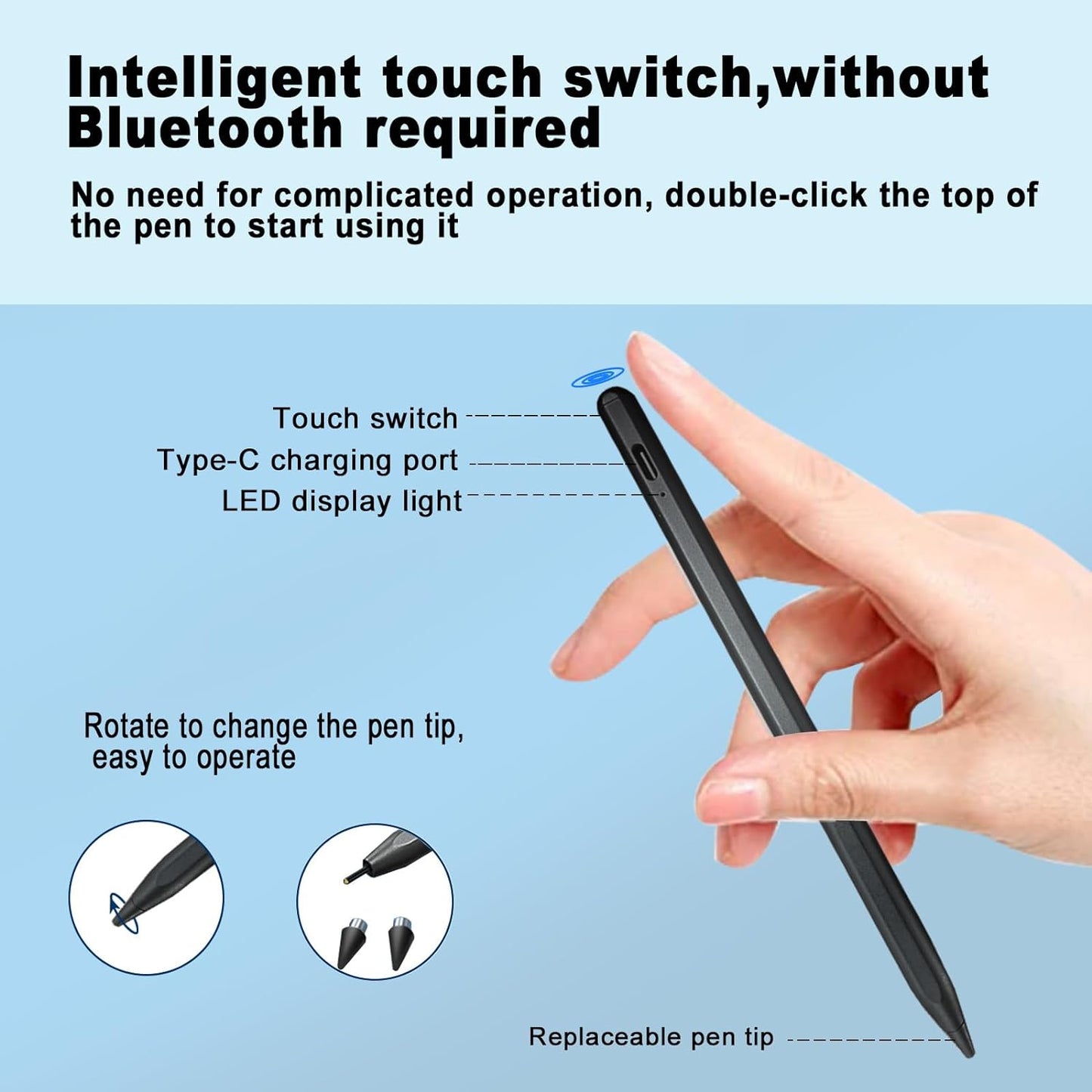 Active Stylus Pen, Palm Rejection Rechargeable Touch Capacitive Digital - NWG84 1505-4