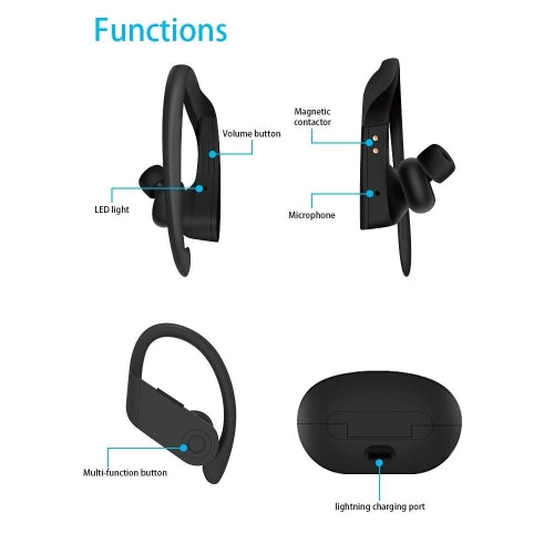 TWS Headphones, True Stereo Ear hook Earphones Earbuds Wireless - NWL86