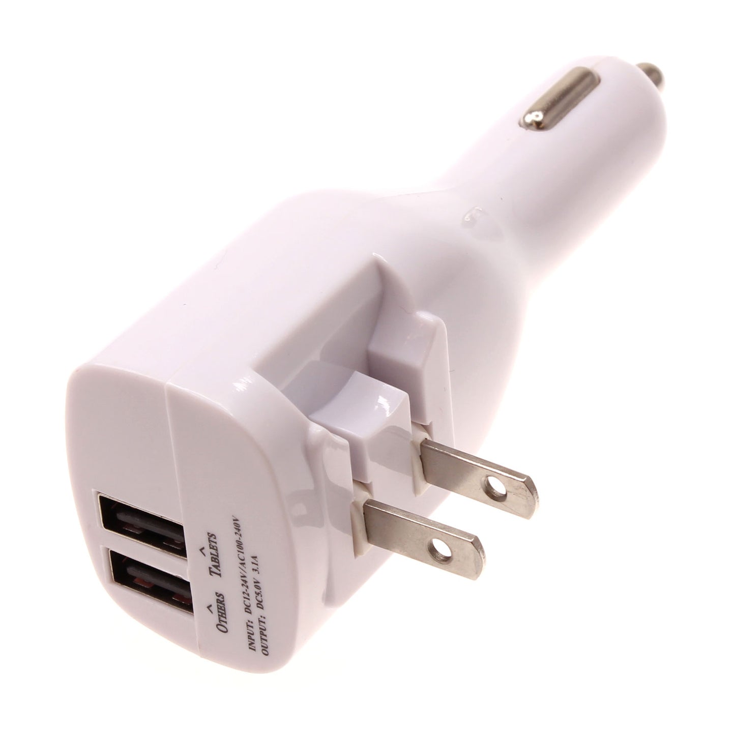 2-in-1 Car Home Charger, Folding Prongs Power Wire Charger Cord Micro-USB to USB-C Adapter Coiled USB Cable - NWK12