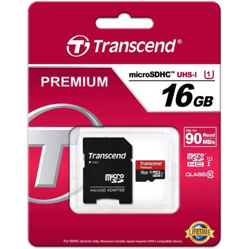 16GB Memory Card, MicroSDHC Class 10 MicroSD High Speed Transcend - NWV22
