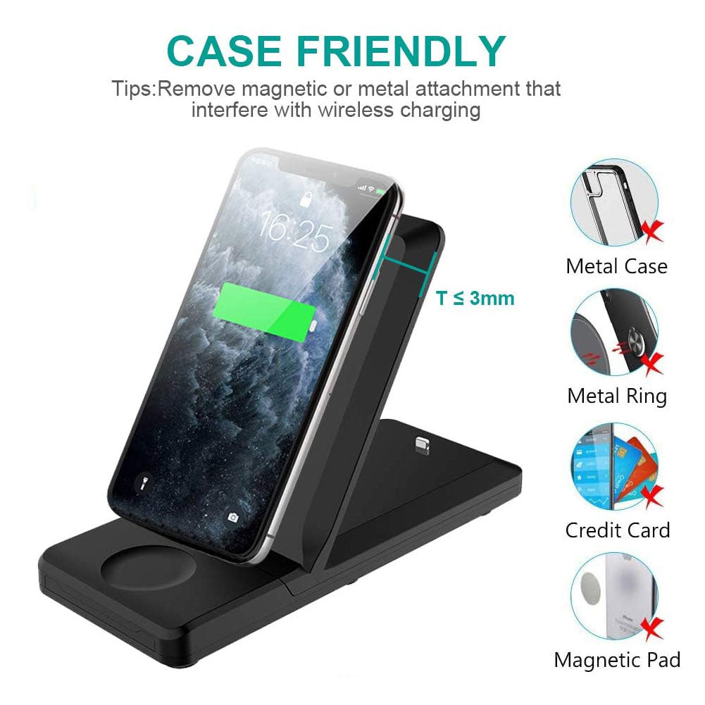 Wireless Charger, Charging Pad 2-Coils Stand Folding 15W Fast - NWZ82
