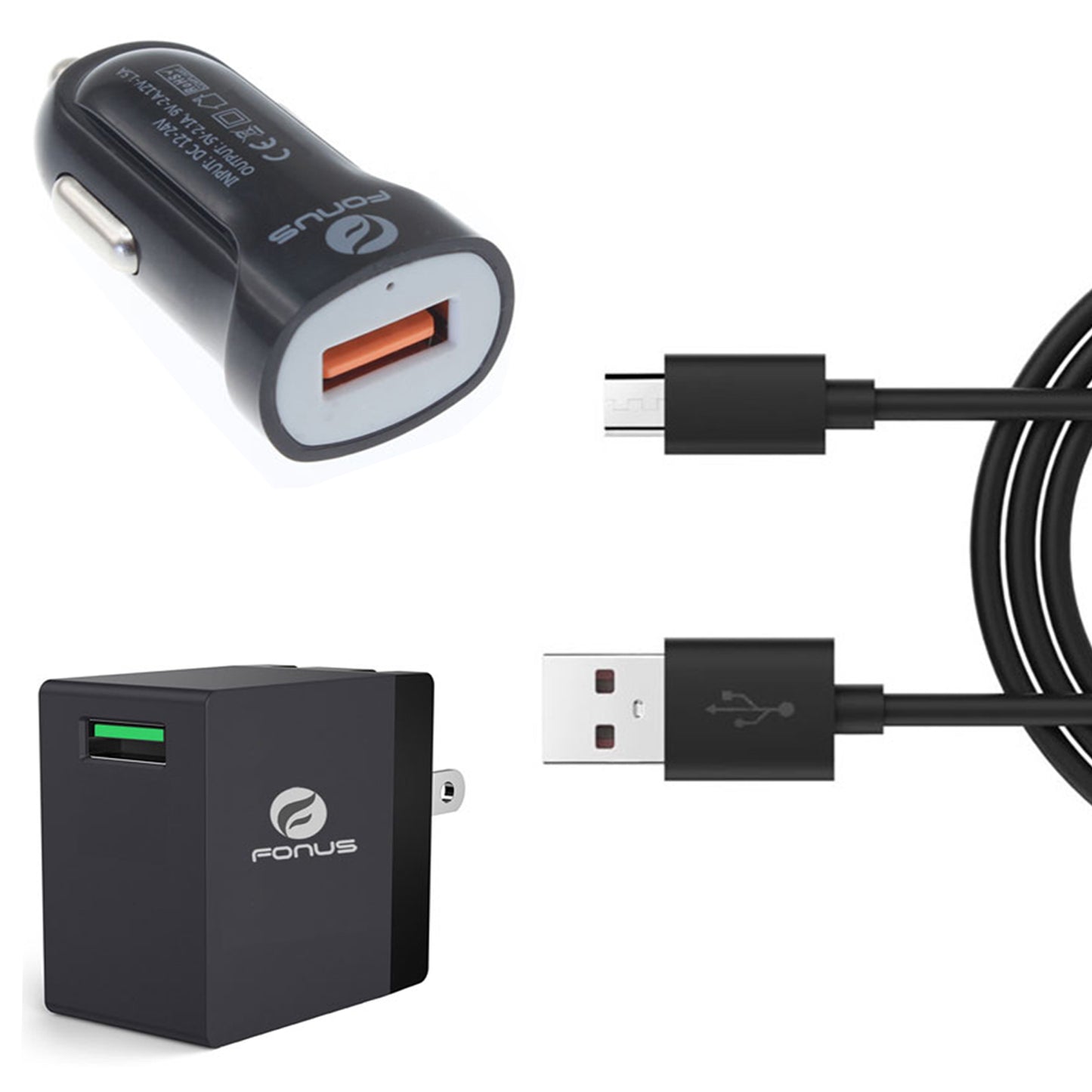 Fast Home Car Charger,  Adapter Power Travel 6ft Long Micro USB Cable  - NWE46 1091-1