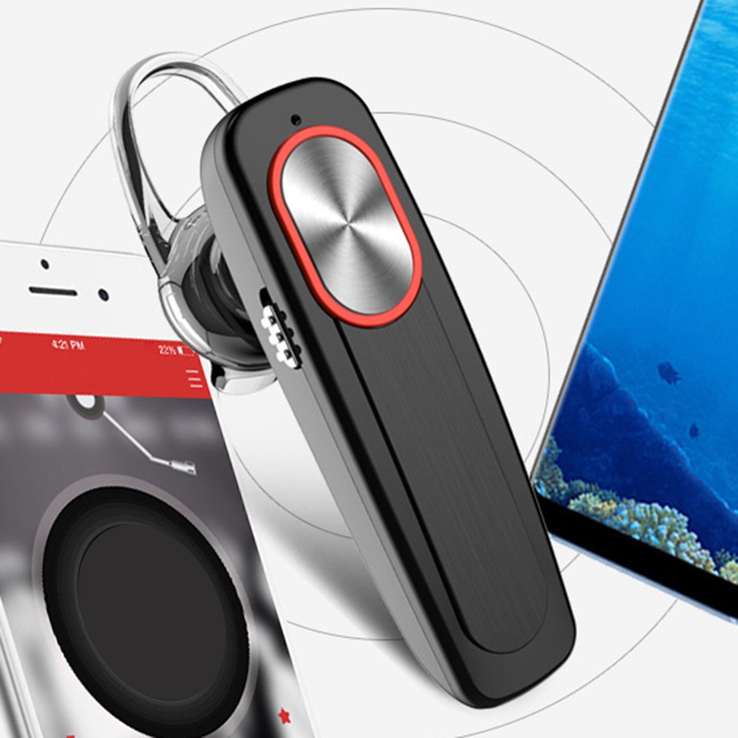 Wireless Earphone, Headset Single Headphone Handsfree Mic Mono Earbud - NWY84