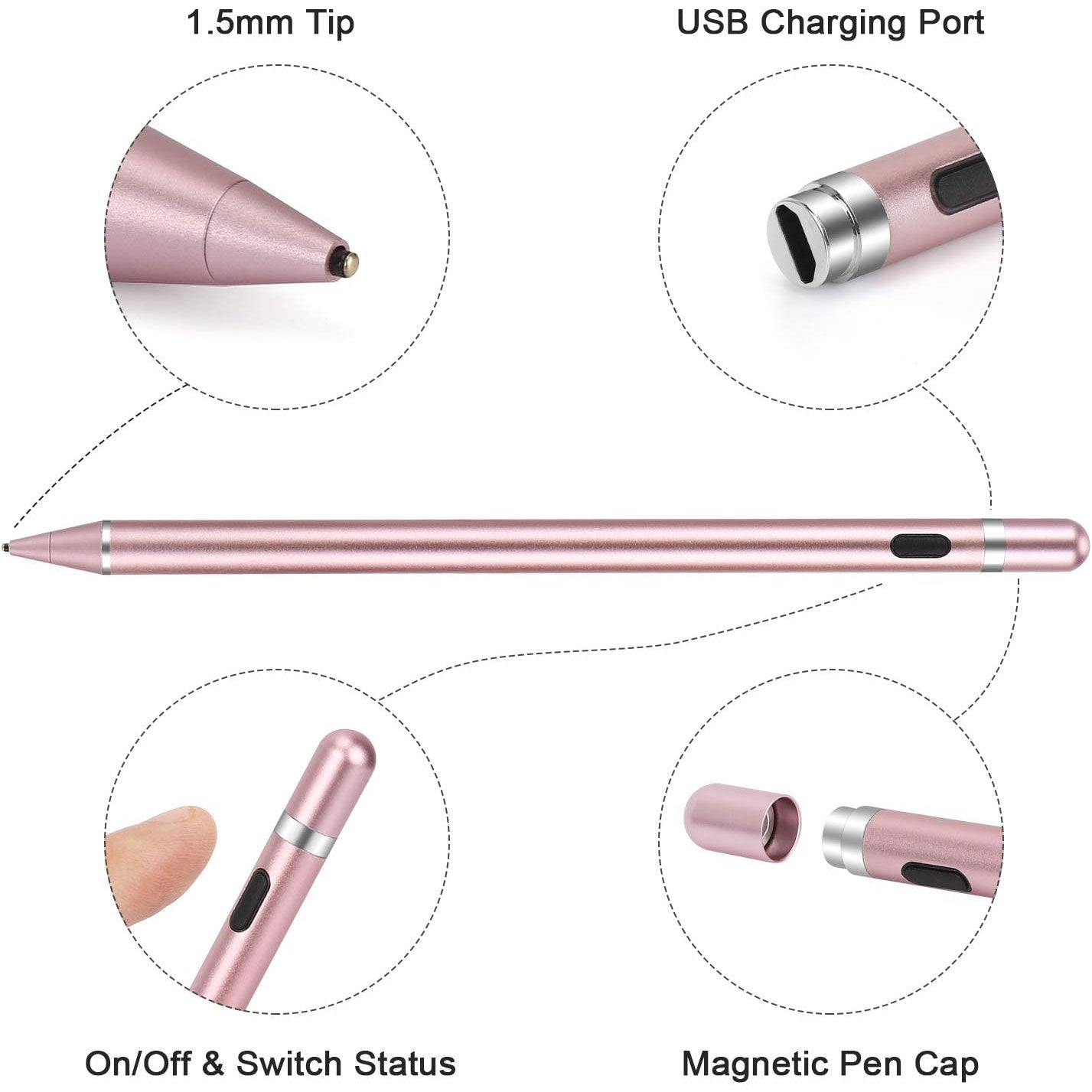 Active Stylus Pen , Palm Rejection Rechargeable Touch Capacitive Digital - NWG78