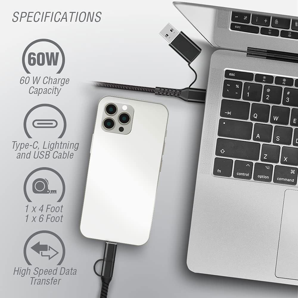 4-in-1 USB-C Cable, USB Wire Power Cord Fast Charger - NWZ48