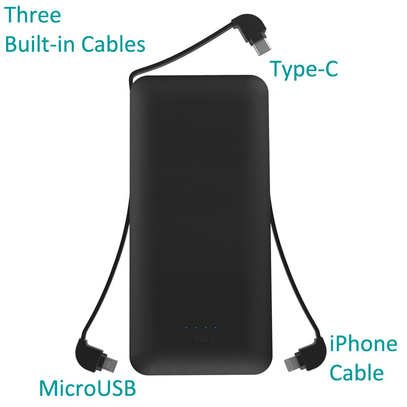 10000mAh Power Bank, Built-in Adapters USB Port Portable Backup Battery Charger - NWC07