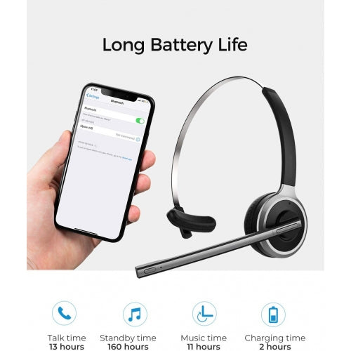 Wireless Headphone, Over-the-Head Earphone Hands-free Headset With Boom Mic - NWL96