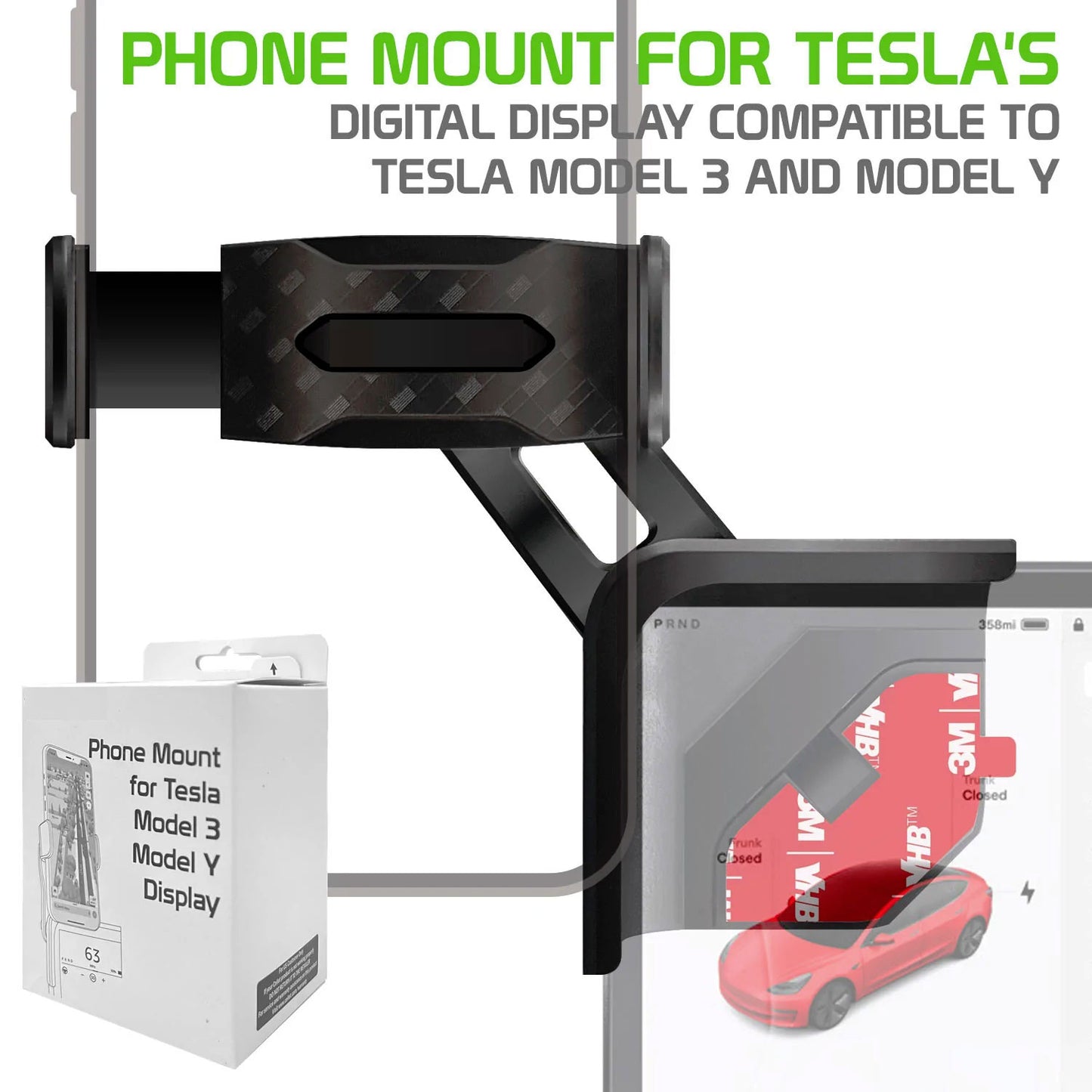 Car Mount, (For Tesla Model 3 and Y ONLY) Dock Strong Grip Display Phone Holder - NWY48