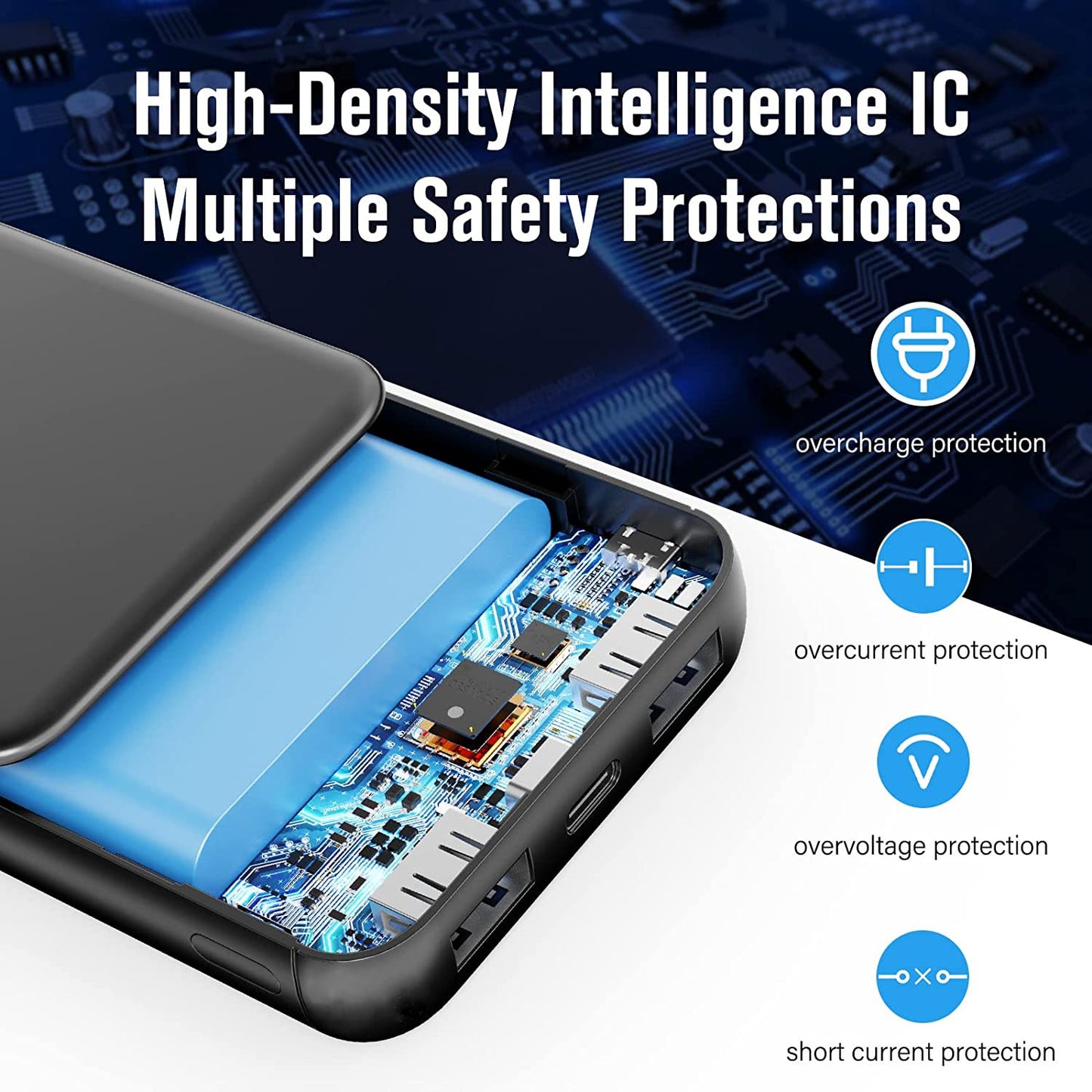 10000mAh Power Bank , 2-Port USB Slim Portable Charger Backup Battery LED Display - NWM11