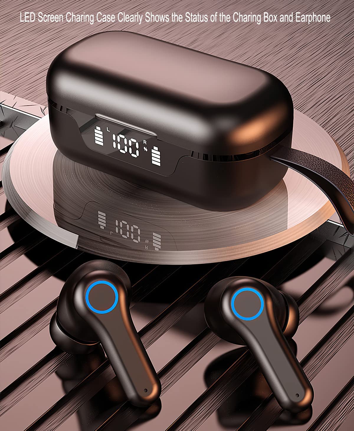 TWS Wireless Earphones, Hands-free Mic Headset True Stereo Headphones ANC Earbuds - NWE70