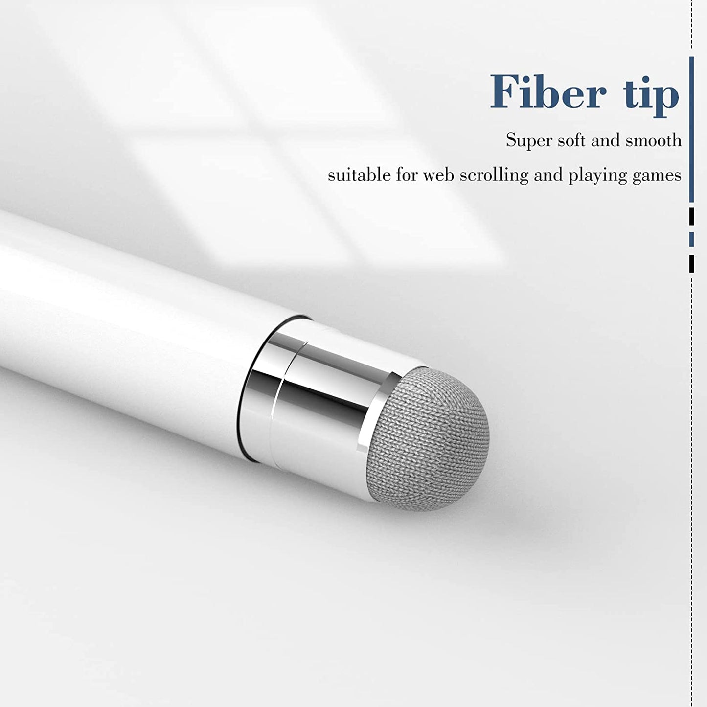 Stylus, White Lightweight Aluminum Fiber Tip Touch Screen Pen - NWZ74