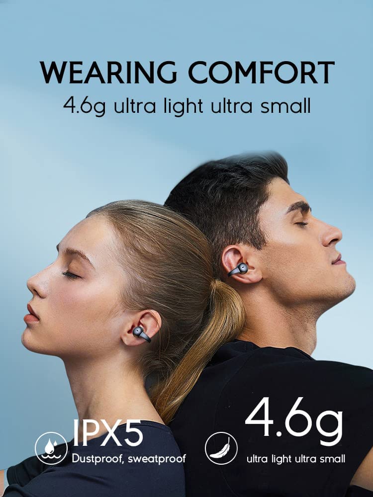Wireless Ear-Clip TWS Earphones, Hands-free Mic Charging Case True Stereo Bone Conduction Headphones Bluetooth Earbuds - NWZ30